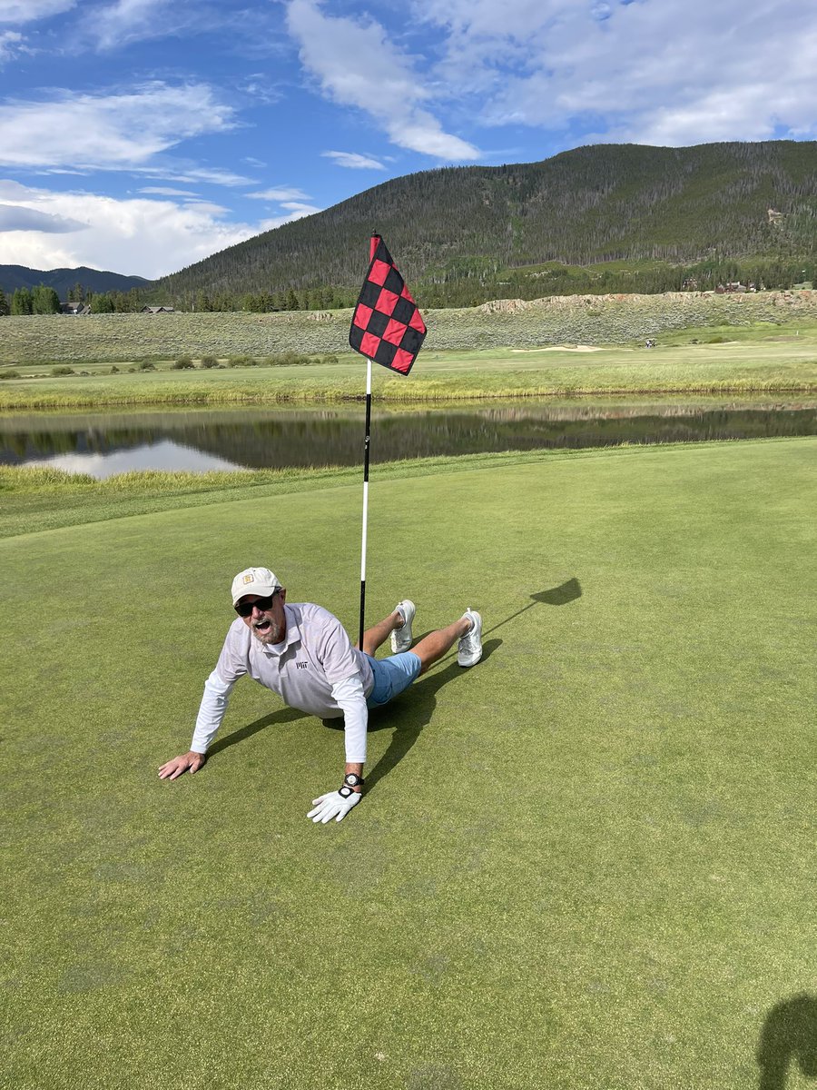 RehabStaffer's tweet photo. Absolutely amazing 4th of July! Watched a great friend hit a hole in one! We suggested he do this pic #July #holeinone https://t.co/o6P9iVczvP