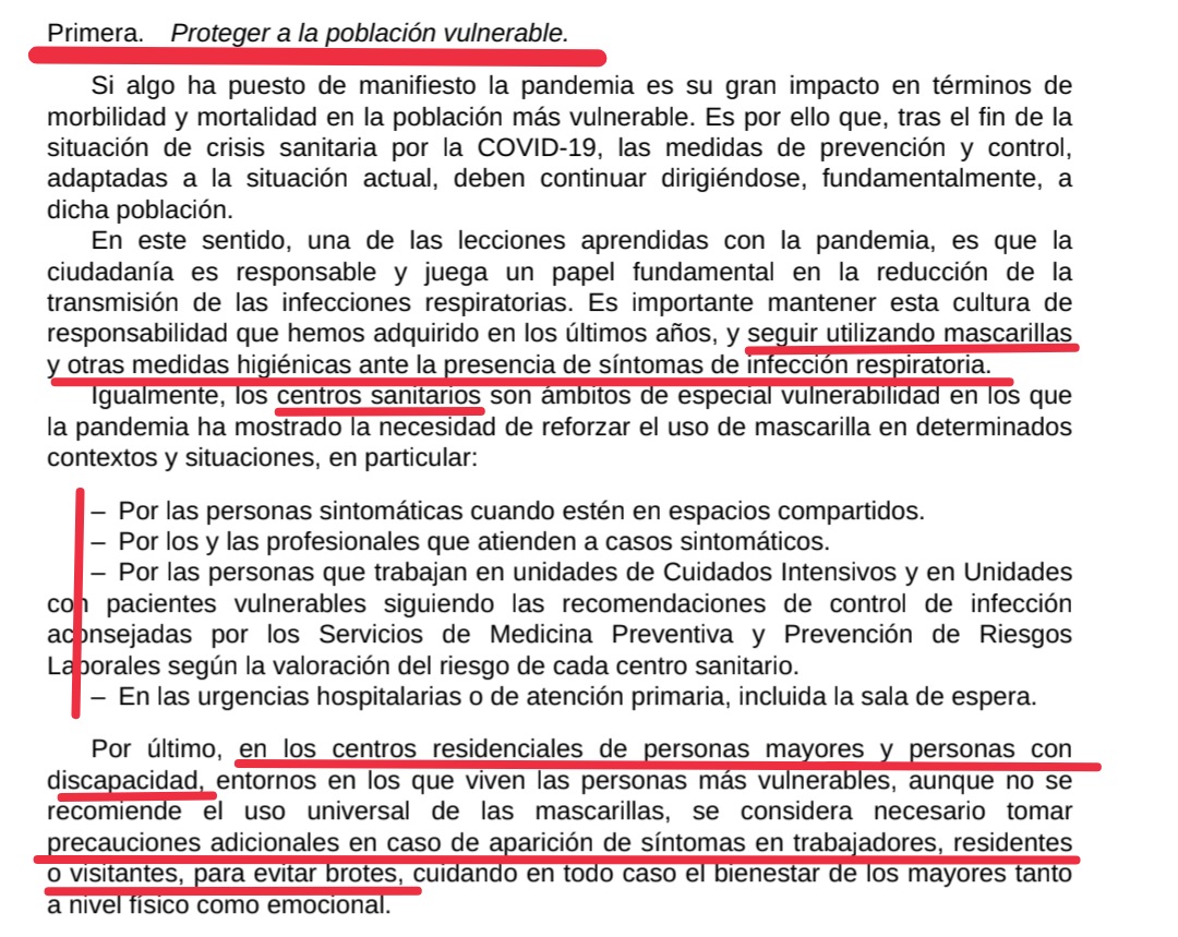 Hoy termina el uso OBLIGATORIO de #mascarillas, pero se mantienen RECOMENDACIONES de uso para proteger a las personas más vulnerables:

-En caso de síntomas de infección respiratoria.
-En ciertas situaciones de centros sanitarios y residenciales de personas mayores/discapacidad.