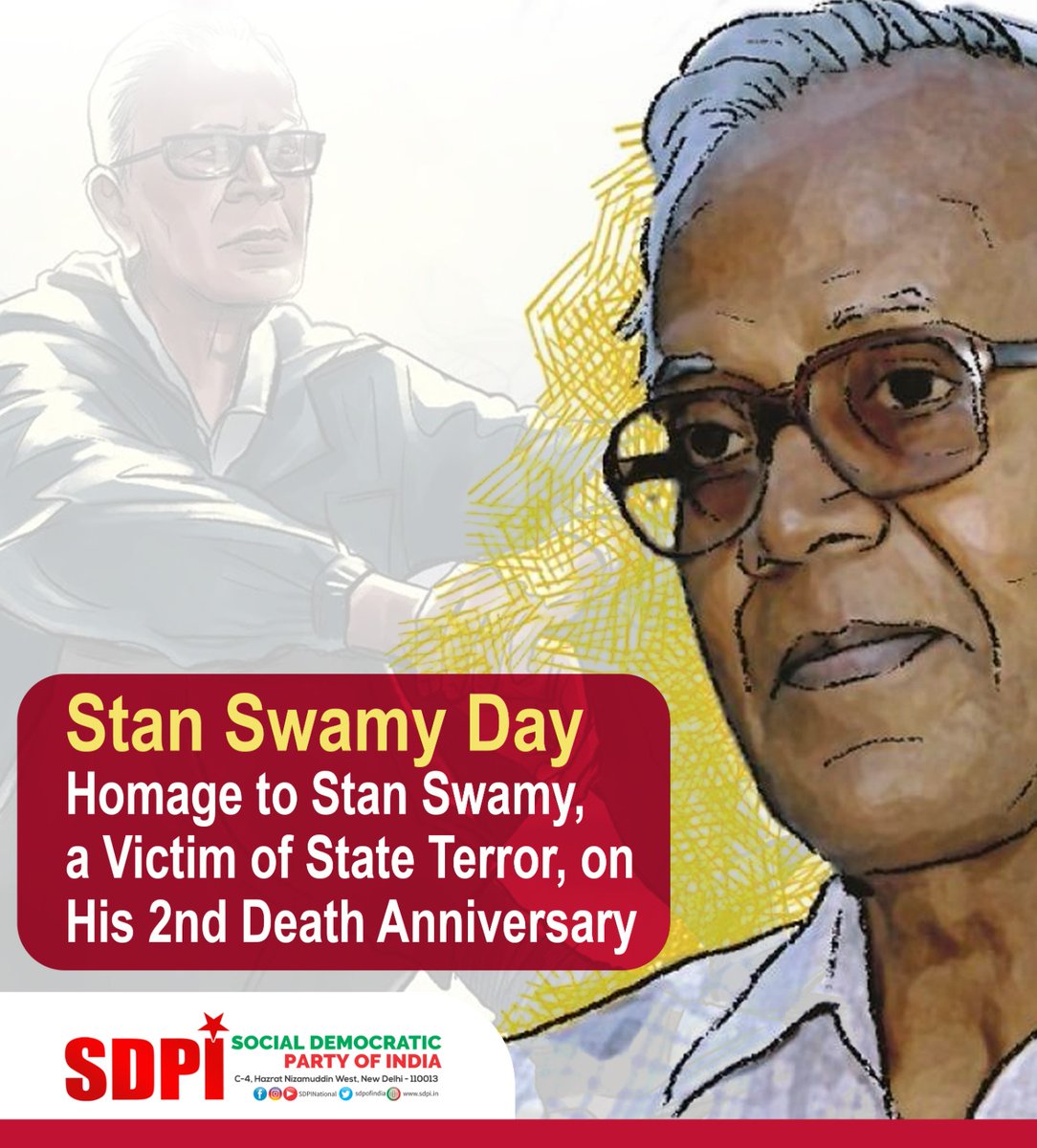 Stan Swamy Day

Homage to Stan Swamy, a Victim of State Terror, on His 2nd Death Anniversary
#StanSwamy