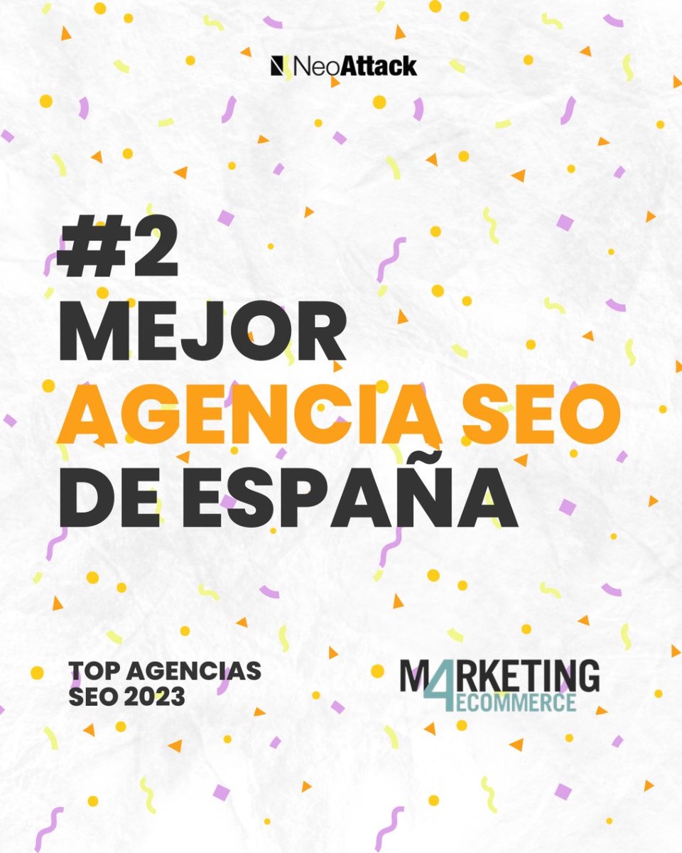 NeoattackAgency's tweet photo. 🏆SEGUNDA MEJOR AGENCIA SEO DE ESPAÑA🏆

#NeoAttack es la segunda mejor Agencia SEO de España 2023 según @Mkt4eCommerce

Un año más, mantenemos el podio con el TOP 2️⃣, fruto del trabajo y del esfuerzo de nuestro súper equipo💪

¡Gracias a todos nuestros clientes por elegirnos!😍 https://t.co/VjnxPvwZOu