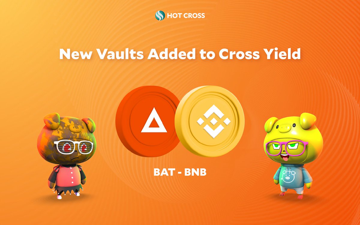 🚜 New Vaults Added To Cross Yield

👩‍🌾 $BAT - $BNB 12.29% APY

🌐 <a href="/AttentionToken/">Basic Attention Token (BAT)</a> $BAT – the crypto asset for the new Internet economy. Blockchain-based digital advertising.

⚡️ Have fun trying out Cross Yield!

📍 hotcross.link/YIELD