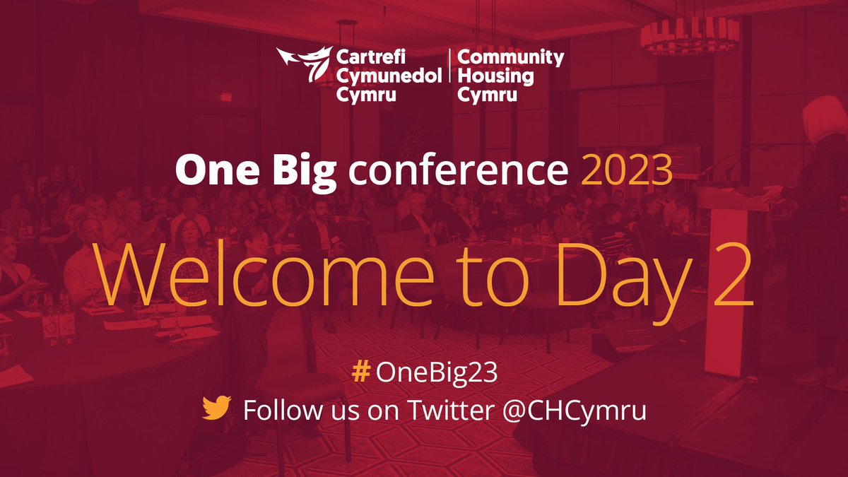 Welcome to Day 2 of our #OneBig conference 🏠 

Today we'll be hearing from speakers and panellists including👉 <a href="/ClwydAlyn/">ClwydAlyn</a> <a href="/JulieJamesMS/">Julie James MS</a>, Maria Vassilakou, ex-deputy mayor of Vienna, <a href="/TaiPawb/">Tai Pawb</a> @TaffHousing @welshrefcouncil @TrussellTrust <a href="/BronAfon/">Bron Afon - Community Housing Association</a> 

#Conferences2023 #Events2023