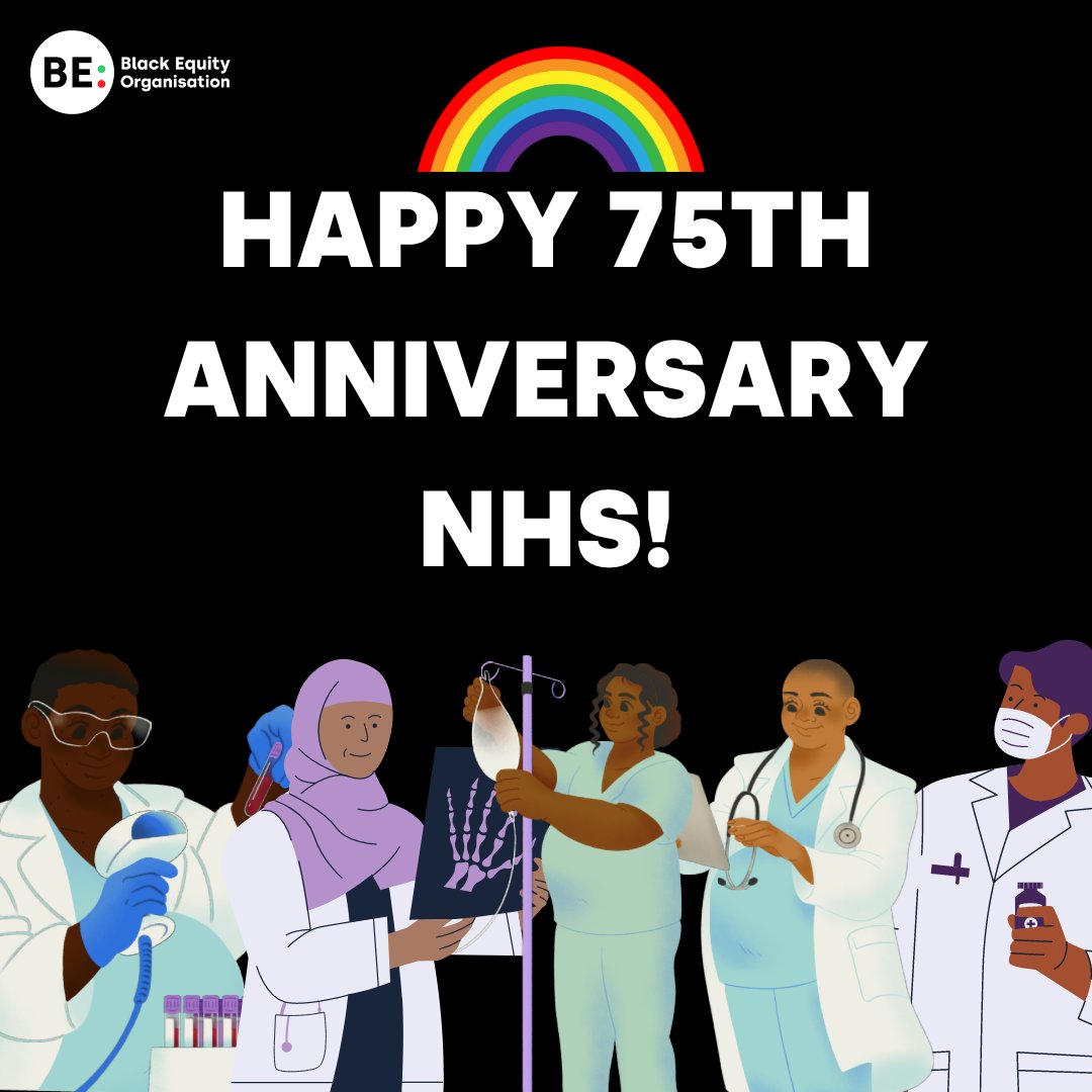 Today marks #NHS75 👩🏾‍⚕️👨🏾‍⚕️ Founded in 1948, the NHS was the first universal health system in the world available to all. It also marks 75 years since HMT Windrush arrived. Today, people of minority ethnic heritage comprise almost 25% of the NHS workforce and 42% of medical staff.