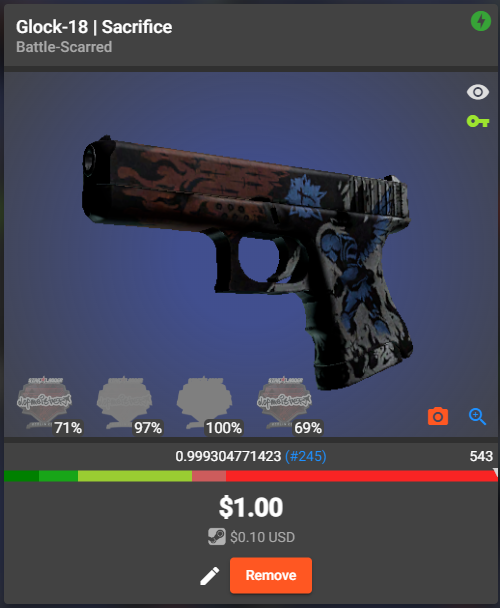 xTalius's tweet photo. Selling Glock-18 | Sacrifice (BS/0.99930/#245) on CSGOFloat for 1 USD.
View on CSGOFloat: https://t.co/V6NFd7ml6U
#highfloatclub #csgo #cs2 #csgoskin #csgoskins #cs2skin #cs2skins #highfloat #highfloatskin #highfloatskins #CSGOFloat https://t.co/ycHVt75u90