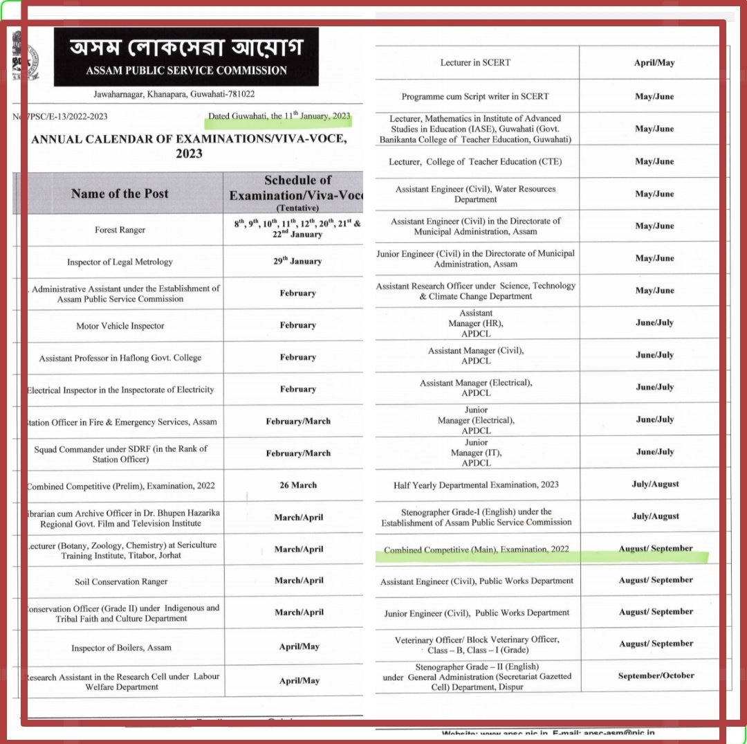 the_hoo_man_'s tweet photo. @himantabiswa Sir, even the annual examination calendar released by APSC says the mains exam is to be conducted between August/September. Now, with floods and exams clashing (IB Tier2 and RBI Grade B), kindly intervene. Our pleas have been ignored so far. https://t.co/VlZoXJ7GoF