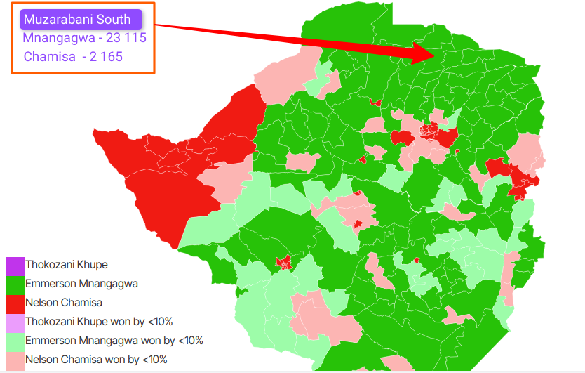 freemanchari's tweet photo. Without agents we won't be able to protect the vote. The areas in green are all areas at risk. Look at Muzarabani South. These kind of results need to be validated. You have to play a part. Adopt your polling station here - https://t.co/yjXJdyDpJn https://t.co/lkmYLJxaRx