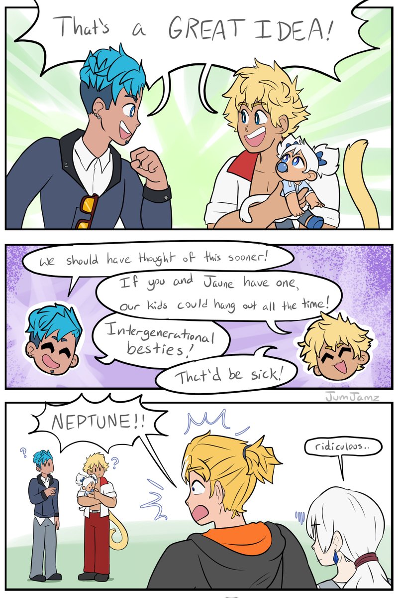JumJamz's tweet photo. Jaune would be a good parent, sure.
But this feels like a goofy way to make a decision
#RWBY #Sunflakes #NoahsArcRWBY https://t.co/xjS94kZLGm