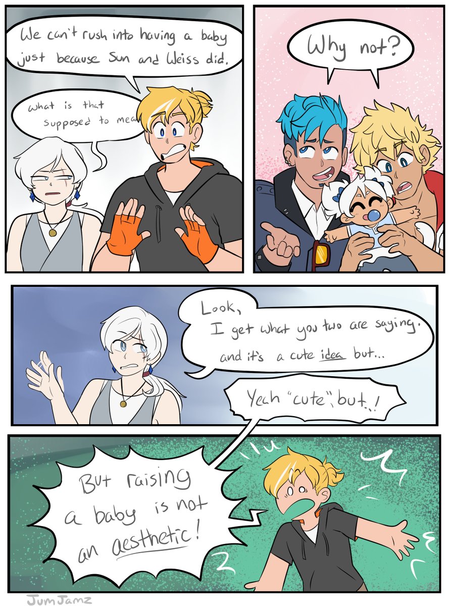 JumJamz's tweet photo. Jaune would be a good parent, sure.
But this feels like a goofy way to make a decision
#RWBY #Sunflakes #NoahsArcRWBY https://t.co/xjS94kZLGm