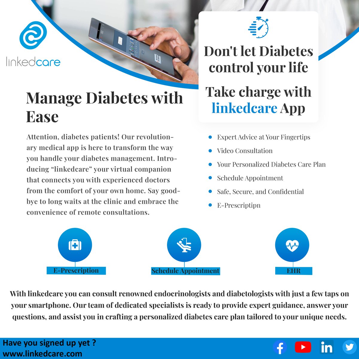 Linkedcare_In's tweet photo. Don't let ๐๐ข๐๐๐๐ญ๐๐ฌ control you life.
Take charge with ๐ฅ๐ข๐ง๐ค๐๐๐๐๐ซ๐ App.
https://t.co/4hwMsS8erb
#diabetes #healthcare #linkedcare #onlineconsultation #onlinedoctors #patientsafety #PatientCare https://t.co/AmpEgLLRDx