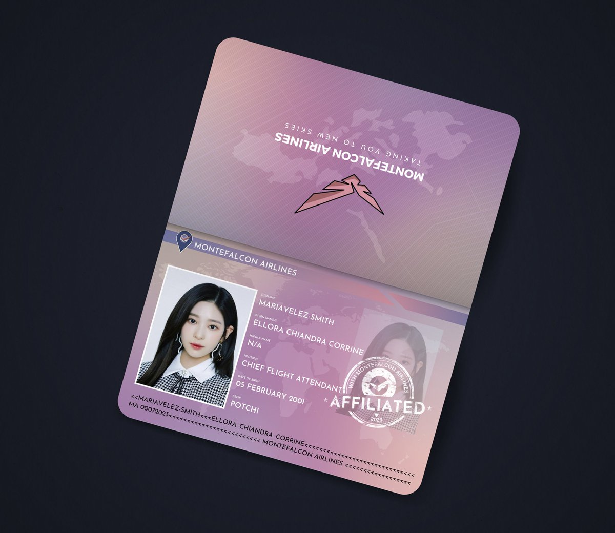 MUSYCHEPRODS's tweet photo. ⠀⠀⠀⠀⠀⠀⠀⠀⠀⠀
͏͏͏͏
I, Ellora Chiandra Corrine Mariavelez-Smith, will be taking you to new skies on board with Montefalcon Airlines!
#MontefalconAirlines #TakingYouToNewSkies
#MonteBaby #MontePotchiCrew
͏͏
͏͏ https://t.co/ir7lnETXUn