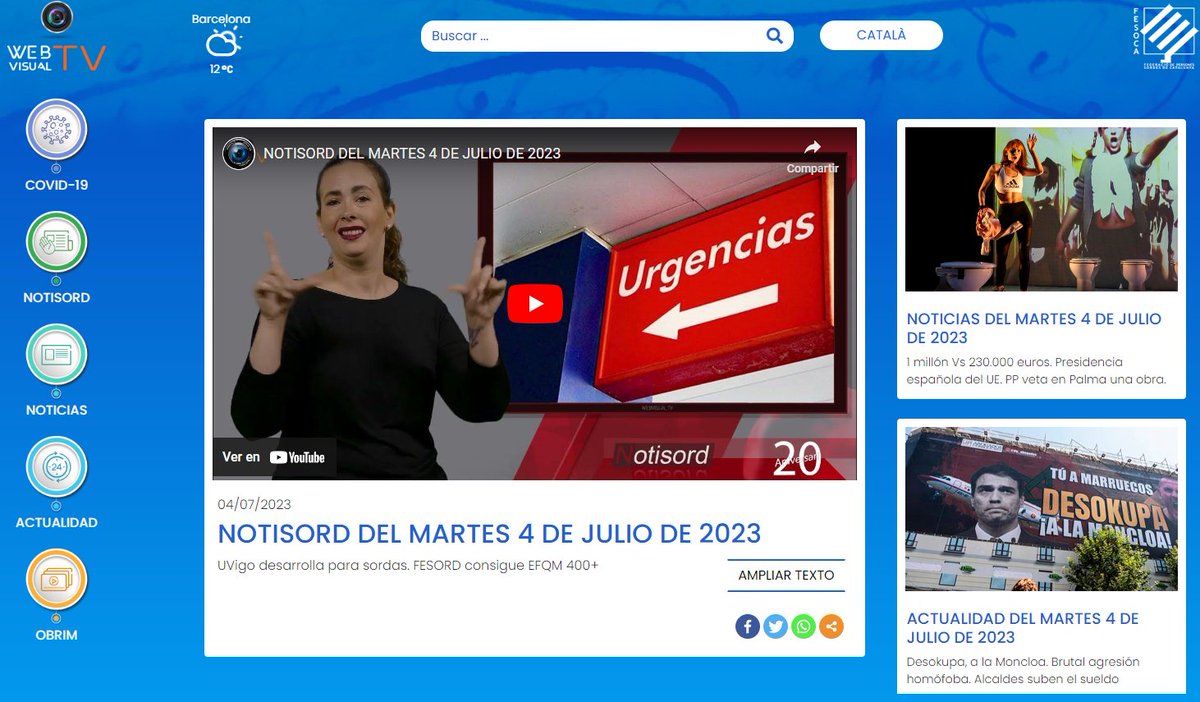 Webvisual_tv's tweet image. 4 DE JULIOL DE 2023
👋Llengua de Signes Catalana #LSC
webvisual.tv

🔵Noticias: youtube.com/watch?v=QT1ppy…
⚫Actualidad: youtube.com/watch?v=nkTTYw…
🔴Notisord: youtube.com/watch?v=LCcWw6…