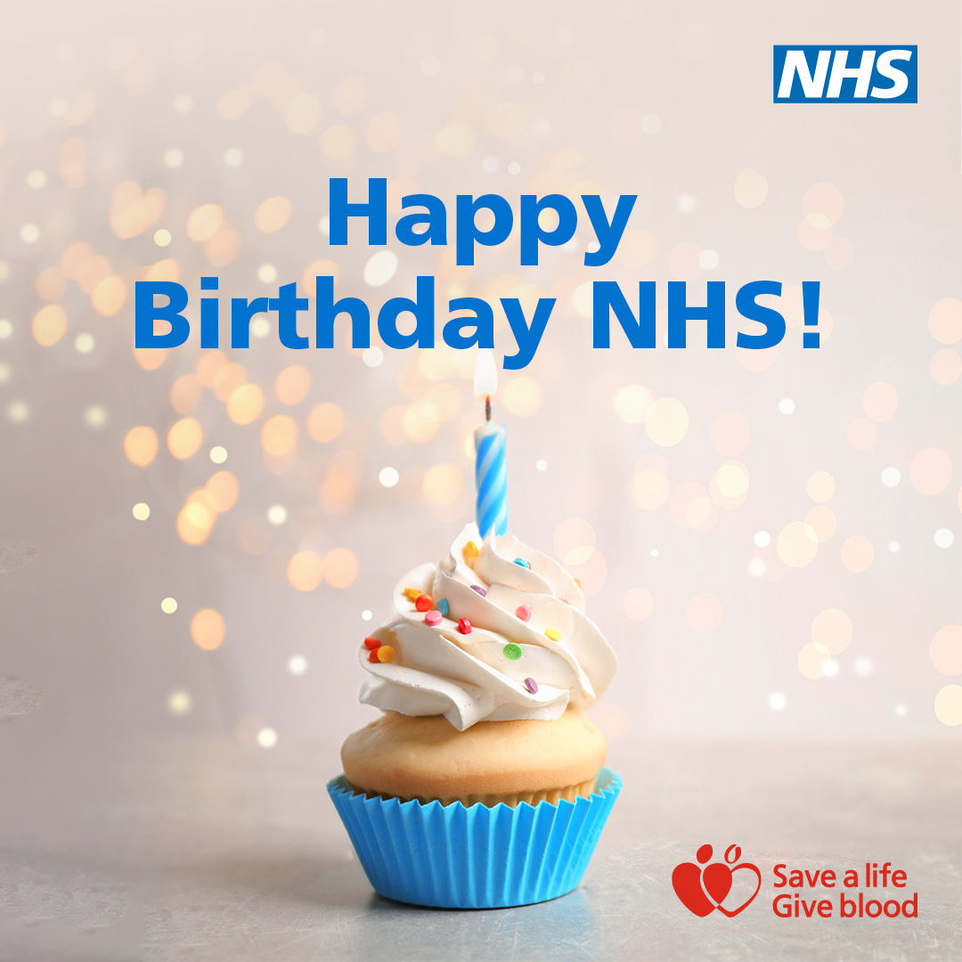 GiveBloodNHS's tweet photo. Happy 75th birthday to the NHS! 🎉

And happy 75th birthday to blood donors Jill and Barry. 🥳

They are 2 of the 18 people born on the first day of the National Health Service – 5th July 1948 - to still be giving blood in England. An amazing achievement!! ❤️

#NHS75 #NHSBirthday https://t.co/iBrgTL06PD