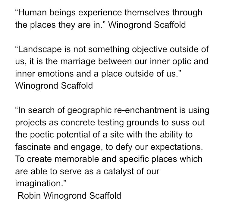 Cannon Ivers (@bci_realm) on Twitter photo An inspiring discussion between Robin Winogrond and <a href="/_blndrfld/">matthew blunderfield</a> on the <a href="/Scaffold_Pod/">Scaffold_Podcast</a> podcast. Listen closely.
“Landscape is not something objective outside of us, it is the marriage between our inner optic and inner emotions and a place outside of us.”
Winogrond Scaffold An inspiring discussion between Robin Winogrond and <a href="/_blndrfld/">matthew blunderfield</a> on the <a href="/Scaffold_Pod/">Scaffold_Podcast</a> podcast. Listen closely.
“Landscape is not something objective outside of us, it is the marriage between our inner optic and inner emotions and a place outside of us.”
Winogrond Scaffold