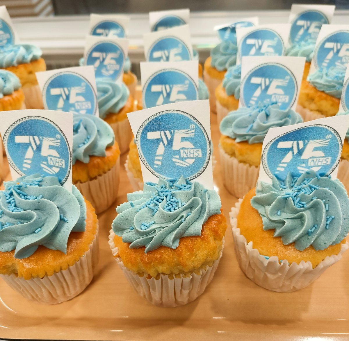 #NHSBirthday cupcakes available in TLC restaurant for £1 each with 25p per cake going to @RDEcharity. Thank you to Ian our star baker for stepping in and doing such a wonderful job in making so many at short notice😀 #NHS75