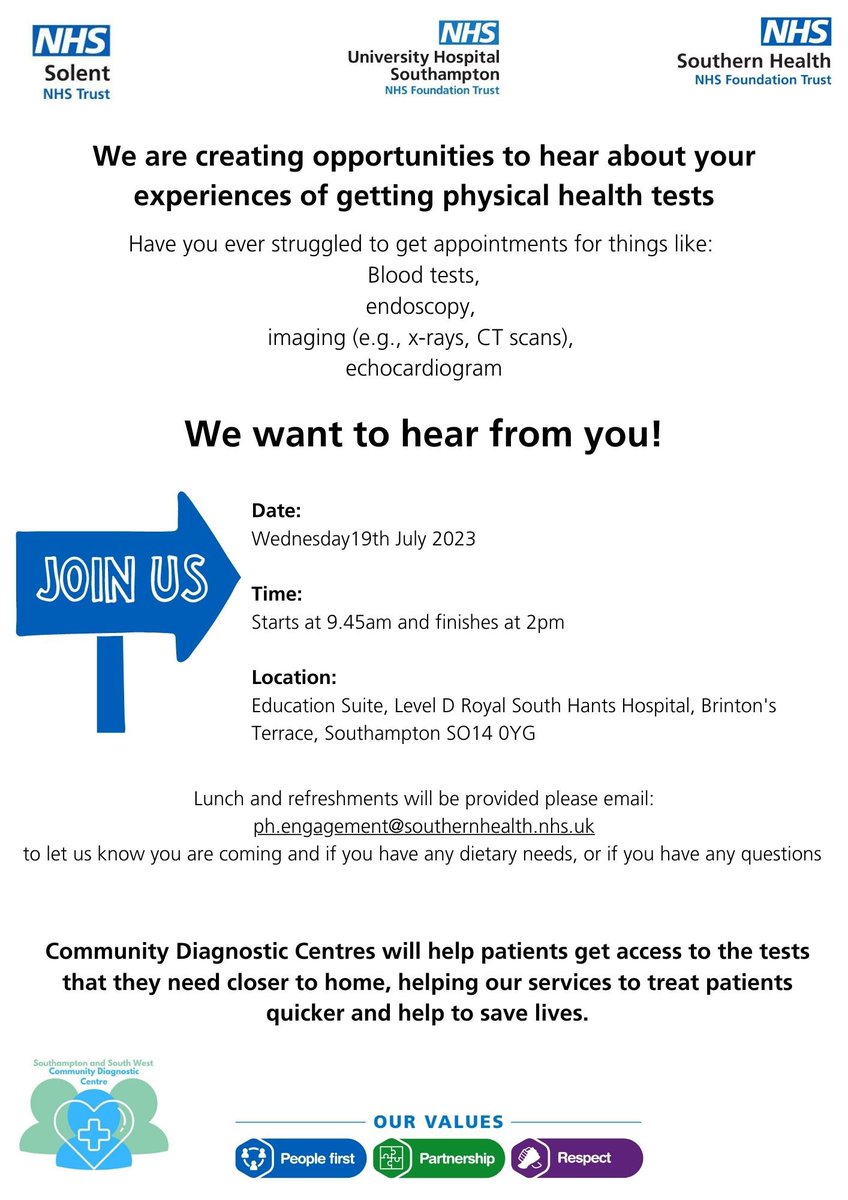 Our community diagnostic centre event is two weeks today! Check out the details below and let us know if you want to attend!