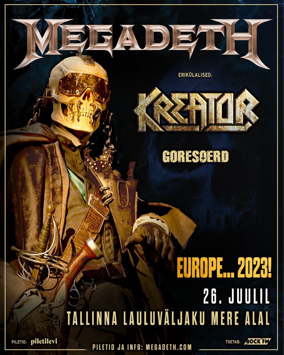 Hordes of Estonia!

We are incredibly excited to announce that we will be joining the mighty <a href="/megadeth/">Megadeth</a> THIS MONTH in support of their show in Tallinn 🔥🔥🔥

Tickets are on sale now from piletilevi.ee/eng/tickets/mu…
