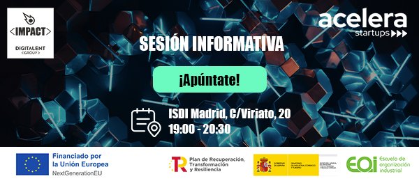 IMPACT EdTech (@impactedtecheu) on Twitter photo With the backing of the EU’s Next Generation program, <a href="/IMPACT_acc/">IMPACT</a> has been designated as the accelerator to deliver 4️⃣ programs aimed at supporting entrepreneurs in different geographic locations and industries in Spain 🇪🇸 Interested? Join our info session
isdi-education.zoom.us/webinar/regist… With the backing of the EU’s Next Generation program, <a href="/IMPACT_acc/">IMPACT</a> has been designated as the accelerator to deliver 4️⃣ programs aimed at supporting entrepreneurs in different geographic locations and industries in Spain 🇪🇸 Interested? Join our info session
isdi-education.zoom.us/webinar/regist…