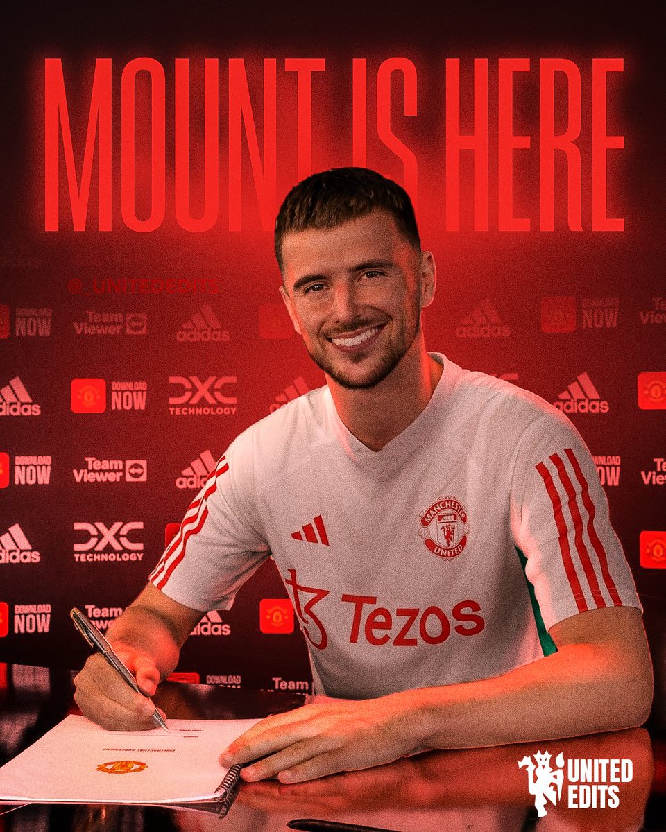 theutdedits's tweet photo. Officially Mason Mount is a Manchester United player! 🔴🤝 #MUFC #WelcomeMount https://t.co/zbKH9CMwuU