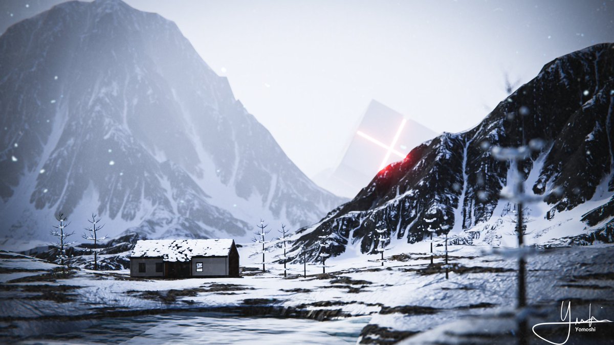 Yomoshis's tweet photo. t's finally done!! I really wanted to do some environment 3D for a while and doing it was a fun process..

#digitalart #digital3d #blender3d #blender #3dart #3d #veikk #3denvironment #snowymountains https://t.co/w4jwiAqUB3