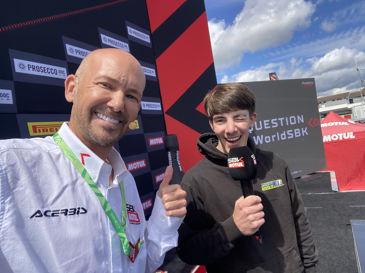 mhillofficial's tweet photo. It’s official Eugene McManus and @38Adon are better racers than they are quizzers 😂 Great fun on stage though. Thanks guys and good luck for the rest of the BSB season #GBRWorldSBK https://t.co/qRw7mO7Nuc