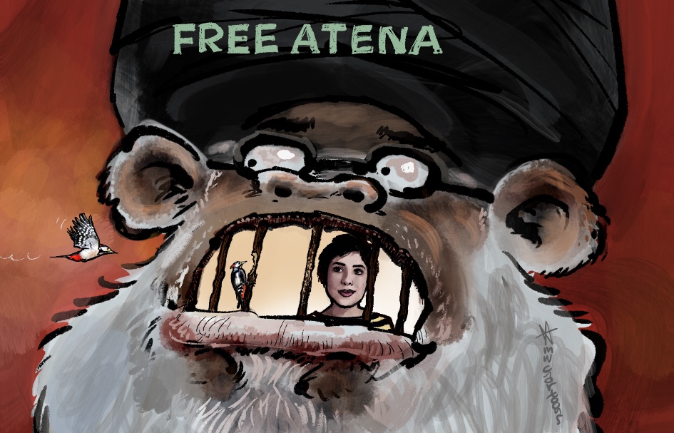 Iranian #cartoonist @AtenaFarghadani was arrested in June 2023 and has since been held in #prison. In 2014/2016, she had already been in prison for 18 months.

#Iran #mullahs #AtenaFarghadani #artist #freedomofspeech #womenofiran #women @cartoonmovement @CartooningPeace @Joop_nl