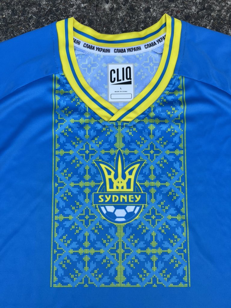 jim_sneez's tweet photo. These specially made jerseys will be worn by the teams, designed by the legends at SportsCliq they feature a vyshyvanka design and Слава Україні (Slava Ukraini) in the collar. All proceeds from shirt sales also going to the https://t.co/QxEeWsIxfZ https://t.co/P8Bzt81Lkj
