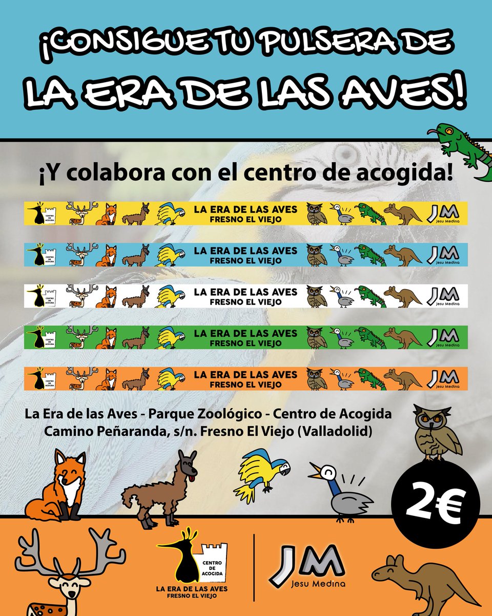 🆕➰ ¡CONSÍGUE tu PULSERA del ZOOLÓGICO LA ERA DE LAS AVES de FRESNO EL VIEJO por 2€!

🐦🦊🐢🐊🐿️🐤🦃🫎 ¡Y COLABORA con el CENTRO DE ACOGIDA! ❤️

😍 Visita LA ERA DE LAS AVES, en el Camino de Peñaranda S/N, FRESNO EL VIEJO (Valladolid)

#Pulseras #LaEraDeLasAves #FresnoElViejo