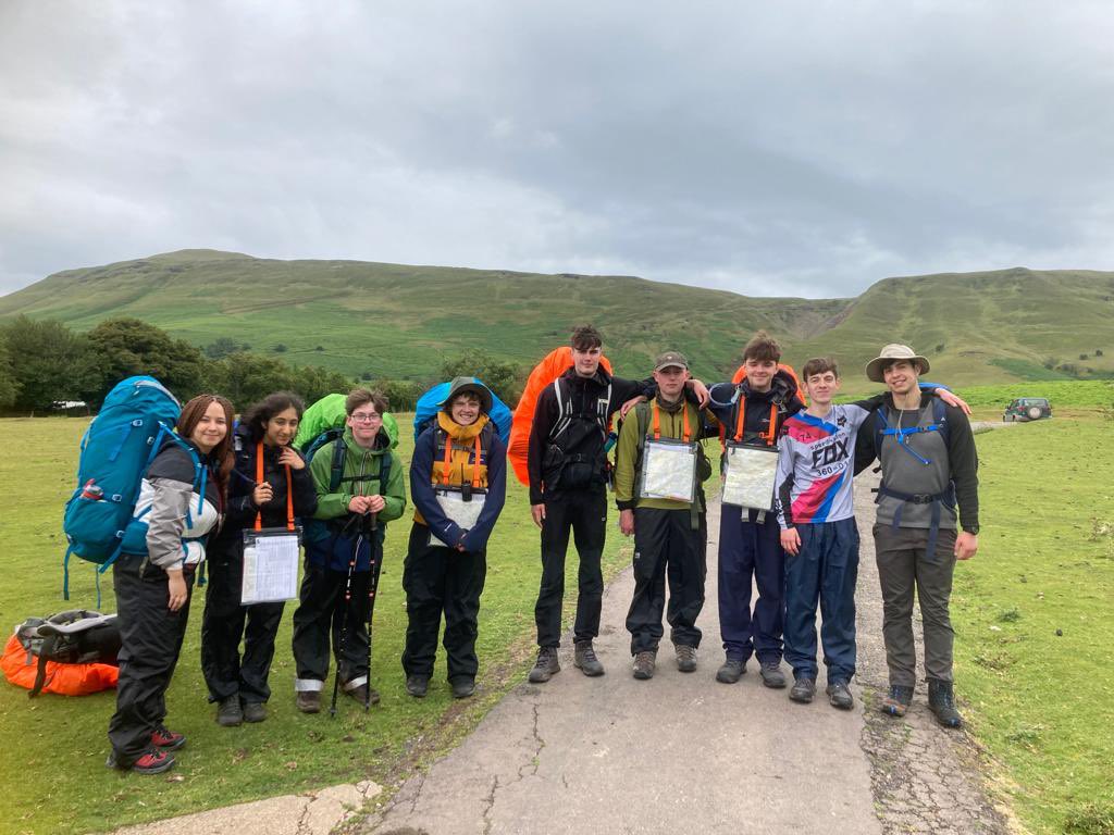 BassalegMr's tweet photo. All ready for day 3 of the DofE Gold practice expedition.
Spirits high after 2 excellent days, lots of miles in the legs and even eating well too! 
Big slog today with 18km and 1km elevation to look forward to! Fingers crossed for the sunshine not the rain which woke us all up!!! https://t.co/swYTkb6daf