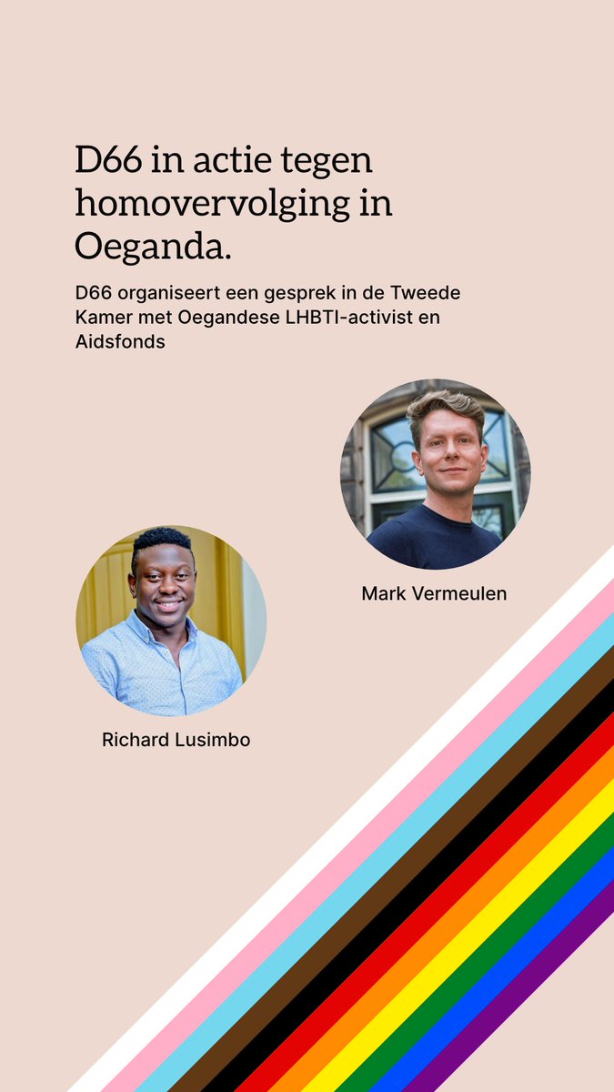 De homovervolgingswet in #Oeganda is nu een maand van kracht. 🏳️‍🌈Vandaag gaan we in gesprek met Oegandees #LHBTI-activist @richardlusimbo en directeur @Aidsfonds @MarkVermeulenAF 🏳️‍🌈Voor meer Nederlandse actie tegen de homovervolging 🏳️‍🌈Kijk 17:30 live mee: tweedekamer.nl/vergaderingen/…