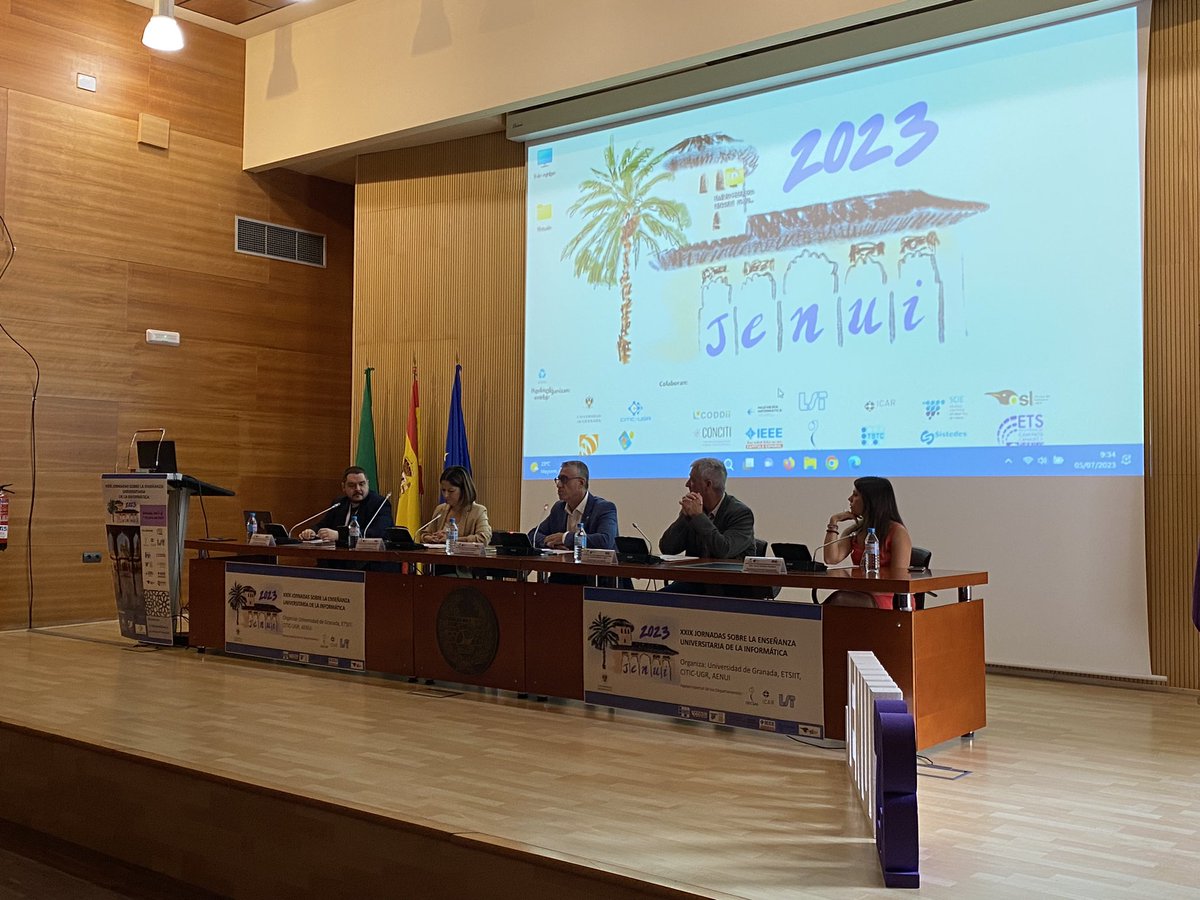 jenuiconf's tweet photo. Arranca #jenui2023 en la Universidad de Granada.

3 días por delante para conversar y repensar la educación universitaria de la Informática. https://t.co/icbH0lnBnK