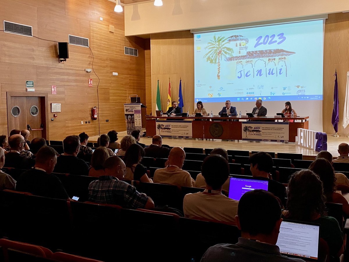 jenuiconf's tweet photo. Arranca #jenui2023 en la Universidad de Granada.

3 días por delante para conversar y repensar la educación universitaria de la Informática. https://t.co/icbH0lnBnK