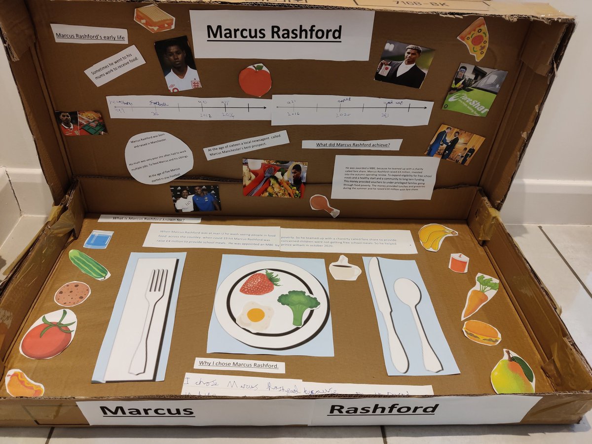 em_collins1's tweet photo. Thank you @MarcusRashford my nine year old has clearly been very inspired by your amazing work with @FareShareUK you should be very proud of yourself #schoolproject https://t.co/dyVxWW5SHz