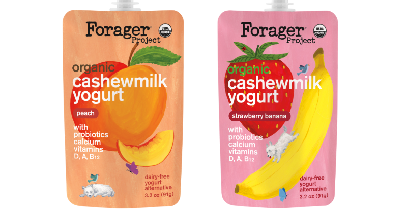 FoodBev's tweet photo. 🆕 @ForagerProject has added two new flavours to its line of cashew milk yogurt pouches.

🍑🍓🍌 The variants are available in peach and strawberry banana. They are 100% #vegan and contains probiotics, calcium and vitamins D, A and B12.

#plantbased