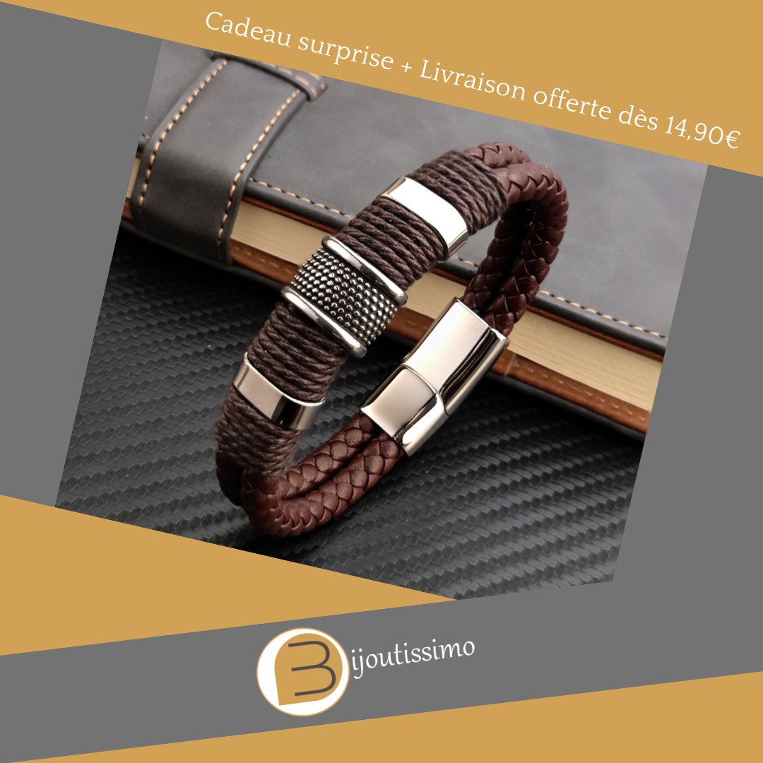 Bijoutissimo's tweet photo. Ce #bracelet acier et cuir destiné prioritairement aux hommes, plaira aussi à certaines femmes qui pourront le choisir en petite taille.
#bracelethomme #braceletcuir #braceletacier #braceletaciercuir #braceletmode #bracelettendance https://t.co/b5LBkwMP6o
