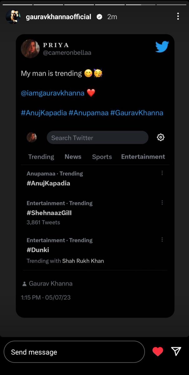 elenacandx's tweet photo. I can't believe this my sweetheart Khanna ji aap free hai toh please ek #ASKGK ho jaye ๐ฅบ๐๐
#GauravKhanna #AnujKapadia #Anupamaa https://t.co/0g0LRfOSFe