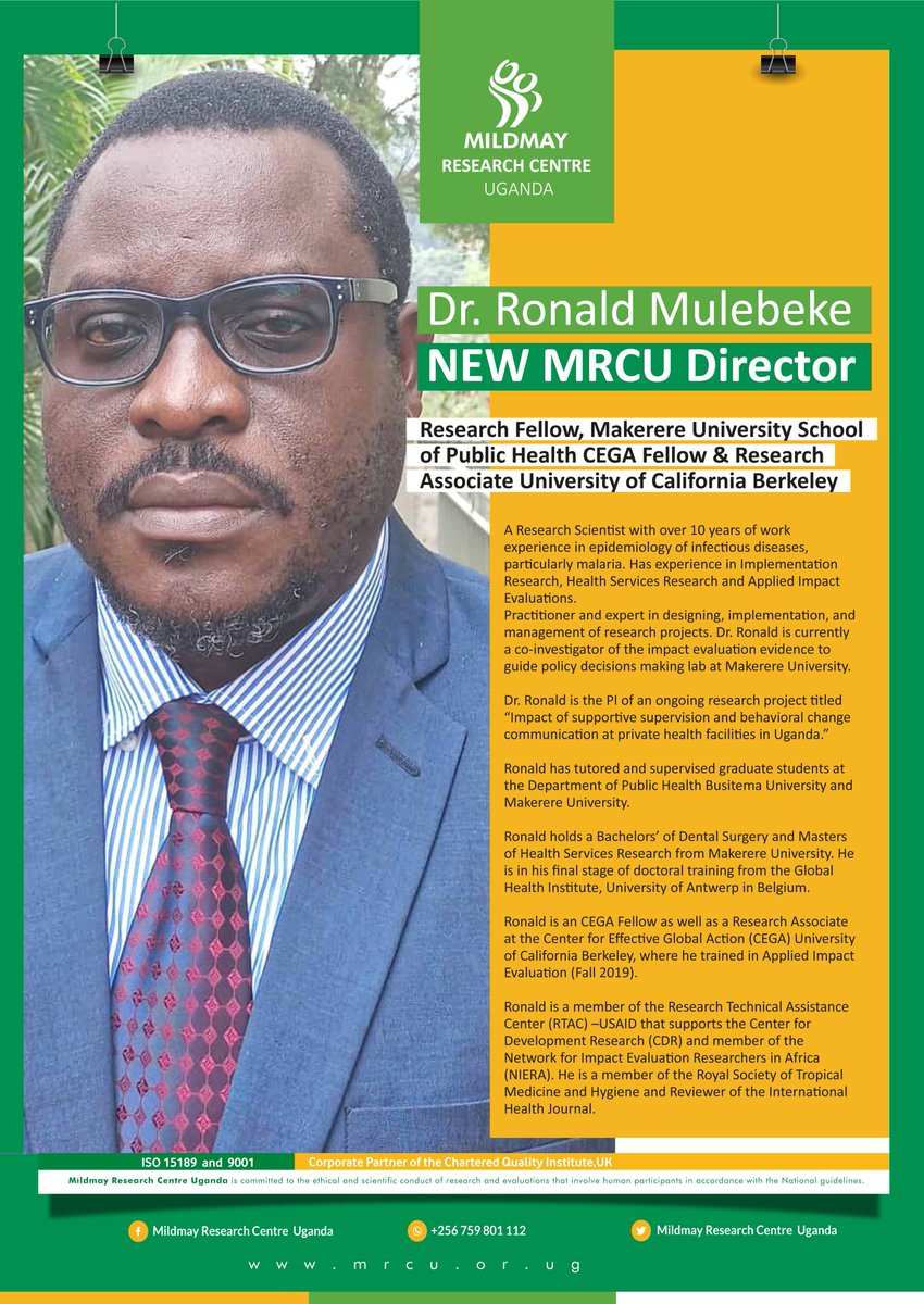 🌟 Welcome Dr Ronald Mulebeke, our new Director of @MildmayResearch! 

With over 10 years of invaluable experience in epidemiology of infectious diseases, Health Research and so forth Dr Mulebeke brings a wealth of expertise to our team.

Welcome to the Mildmay Uganda family!