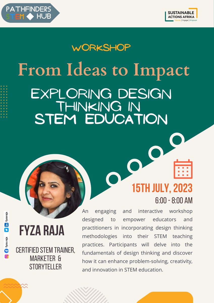 p_STEMhub's tweet photo. Hurray!!! Thanks to @saafrika_  , the 2nd workshop with our trainer @fyzaraja  is on the 15.07. Integrating &amp; implementing  #DesignThinking process in #STEMeducation  with sample lessons.
 #pstem #STEM #problemsolvingskills #criticalthinking #techedu #AI #pstemh #saafrika https://t.co/sBOetMmx4L