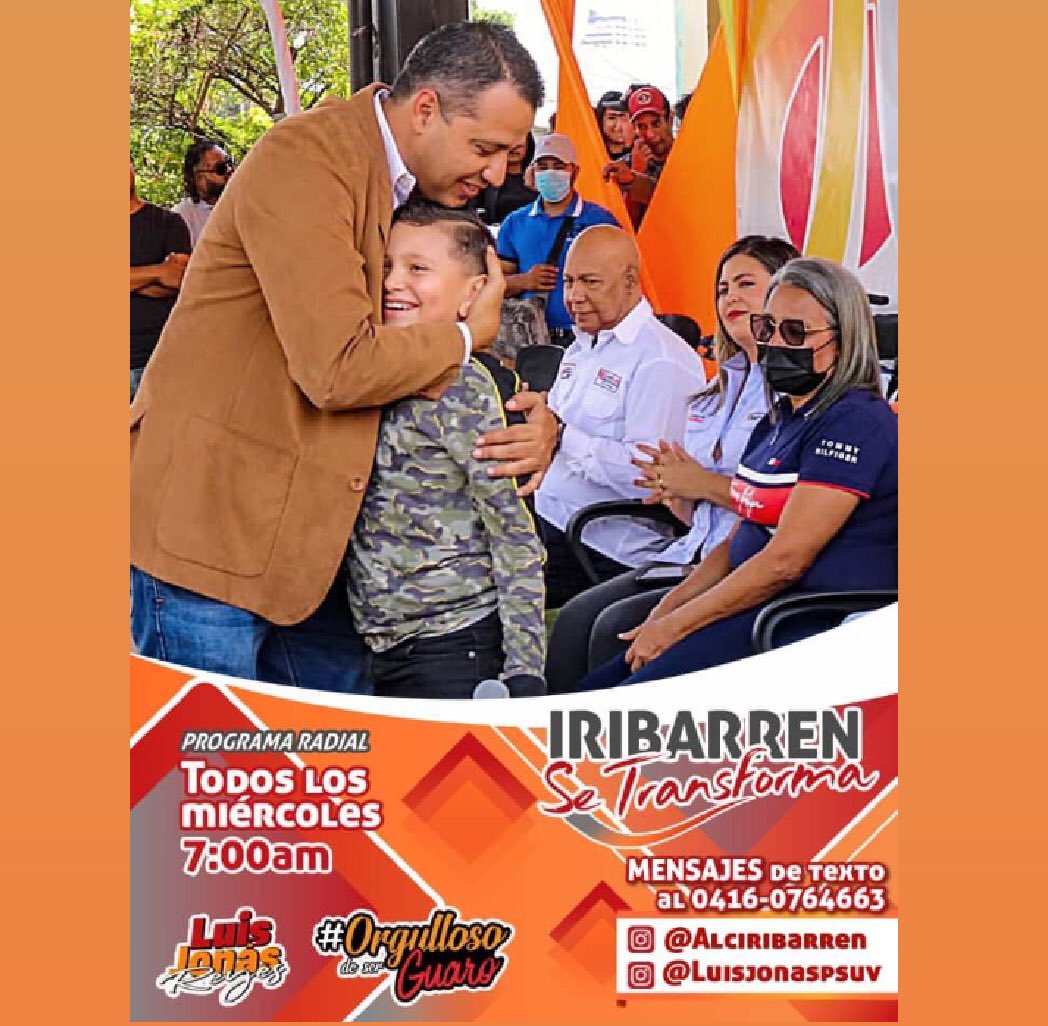 ⛅📻 ESTE MIÉRCOLES 05/07 A PARTIR DE LAS 7:00AM  #IribarrenSeTransformaRadio Edición N° 292
 Con nuestro Alcalde @LuisJonasReyes 

📲 Comunícate vía mensajería de texto al 0416-0764663

Noticias positivas de verdad 
#OrgullososDeSerGuaros 
#PuebloConscienteYMovilizado