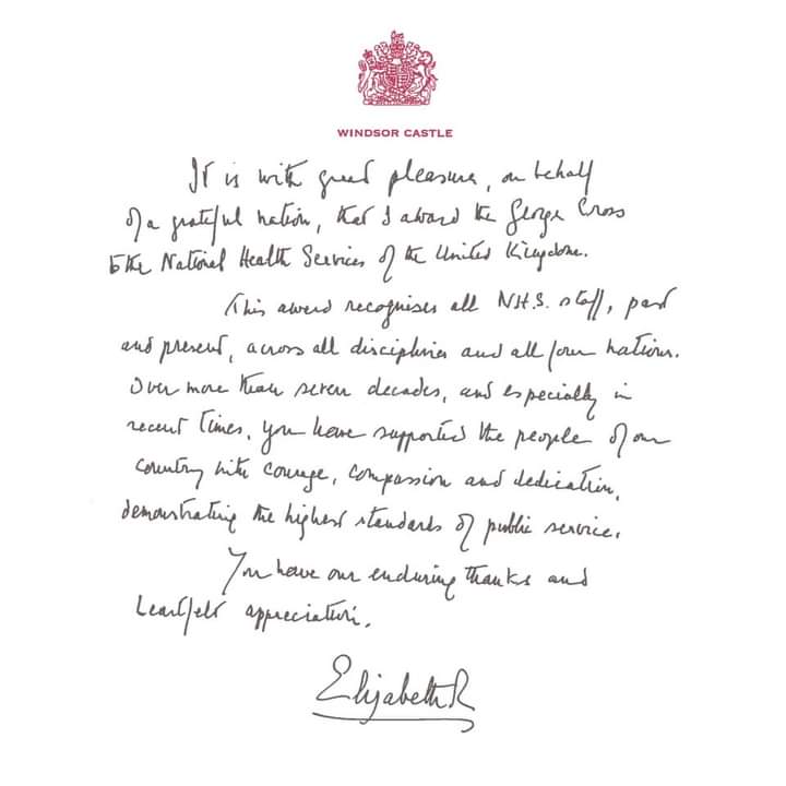 #OTD in 1948, the National Health Service was launched by the Health Secretary, Aneurin Bevan.  The NHS was the climax of a hugely ambitious plan to bring good healthcare to all.  In 2021, HMTQ  awarded the #GeorgeCross to the NHS, recognising all staff, past and present #NHS75