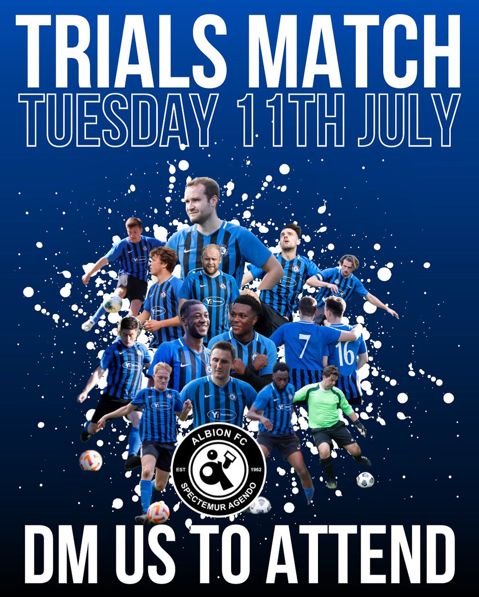 🚨𝗧𝗥𝗜𝗔𝗟 𝗔𝗡𝗡𝗢𝗨𝗡𝗖𝗘𝗠𝗘𝗡𝗧 🚨 Next Tuesday 11th July (evening) we will be holding an open trial match. If you want to play competitive Sunday football next season, slide into our DMs. 💙🖤 𝘜𝘛𝘈