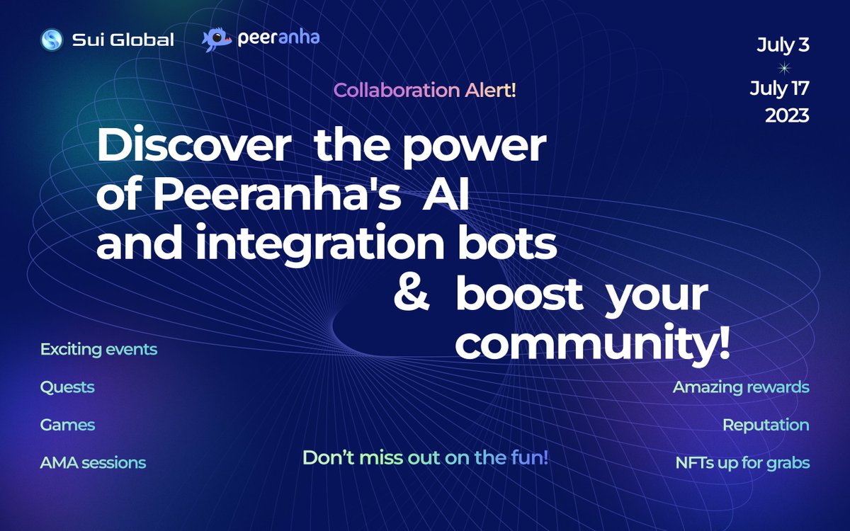 Collaboration Alert! 🎉

SuiGlobal is partnering with @Peeranhaio  to try out their mind-blowing #AI and Discord Bots to supercharge our community engagement! 🚀

We really welcome each and every one of you to take part in all of our activities, including quests, ask the