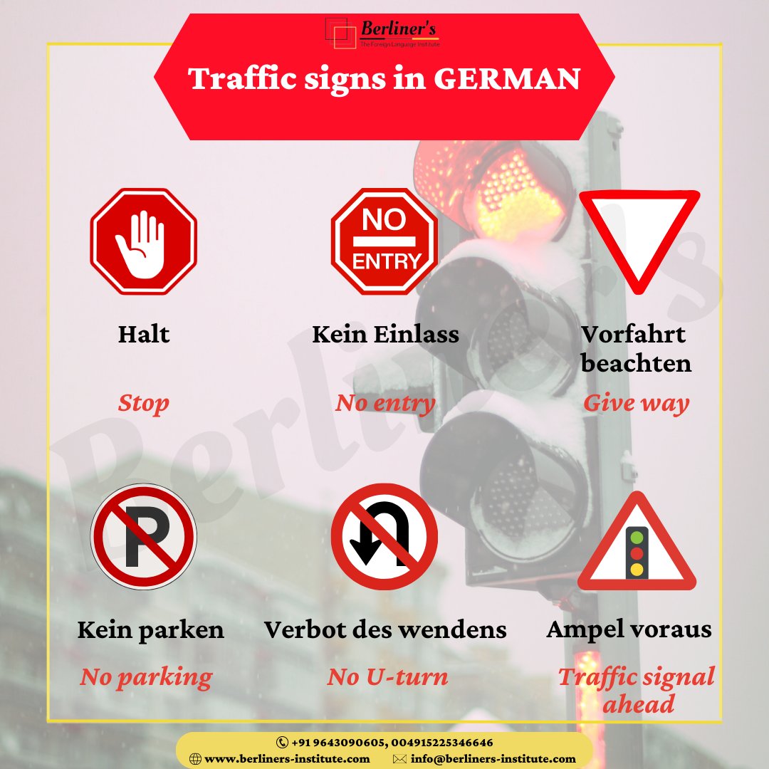Berliners13's tweet image. Verkehrszeichen auf Deutsch! 🚦
Discover the language of German traffic signs. Stay informed, stay safe!
To know more call 📞 or DM 📩
#foreignlanguagecourses l #speakgerman #germanclasses #LearnGerman   #germanlanguage #GermanLanguageIsFun  #Verkehrszeichen #GermanTrafficSigns