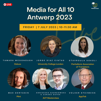 AvtMasterclass's tweet photo. 📢 Looking forward to the Media for All conference in Antwerp and our exciting panel discussion on "The Future of Work in Media Localisation and Accessibility: Talent Crunch in the Age of AI." 🌍🎙️

Who else is coming? 😃

#Media4All10 #AVTMasterclass https://t.co/KqS5gjAzHL
