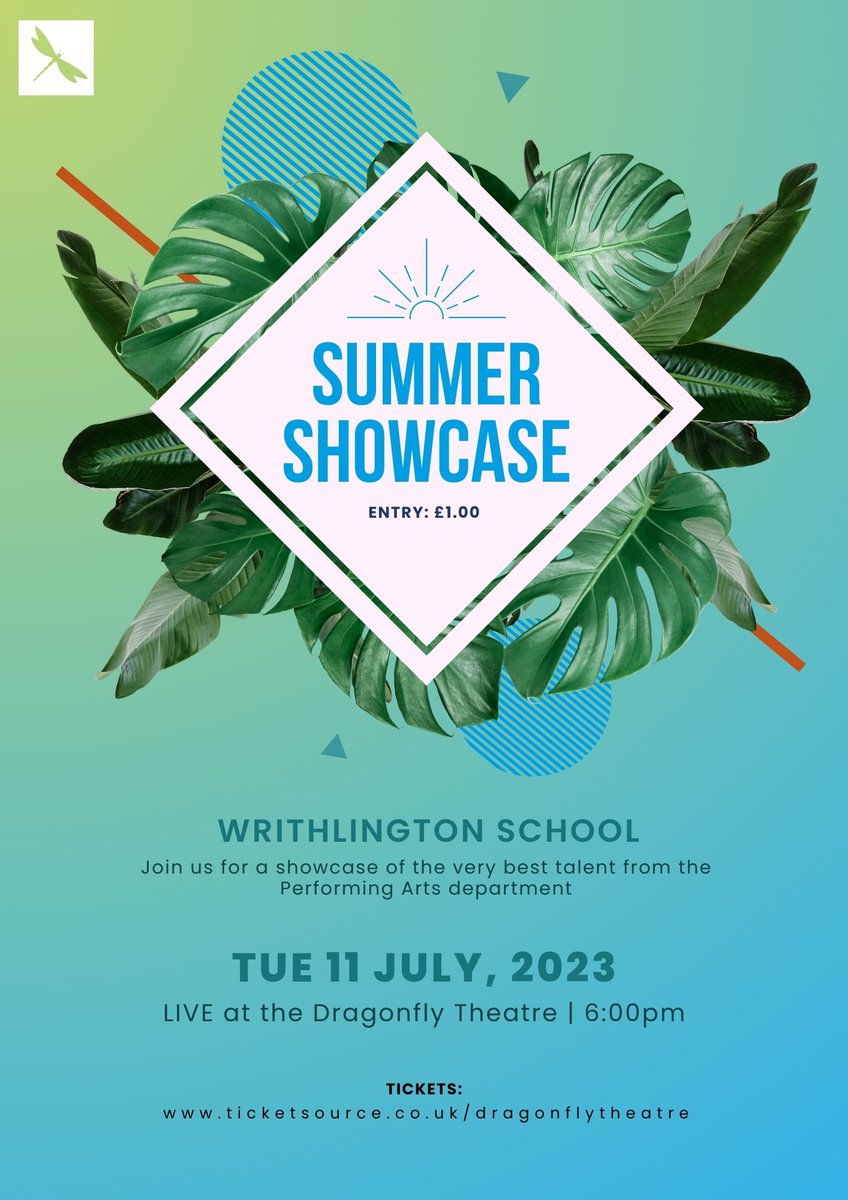 The Writhlington School Summer Showcase Concert will be taking place on Tuesday 11th July at 6pm.

Tickets are only £1 and can be purchased via our ticket shop:

ticketsource.co.uk/dragonflytheat…