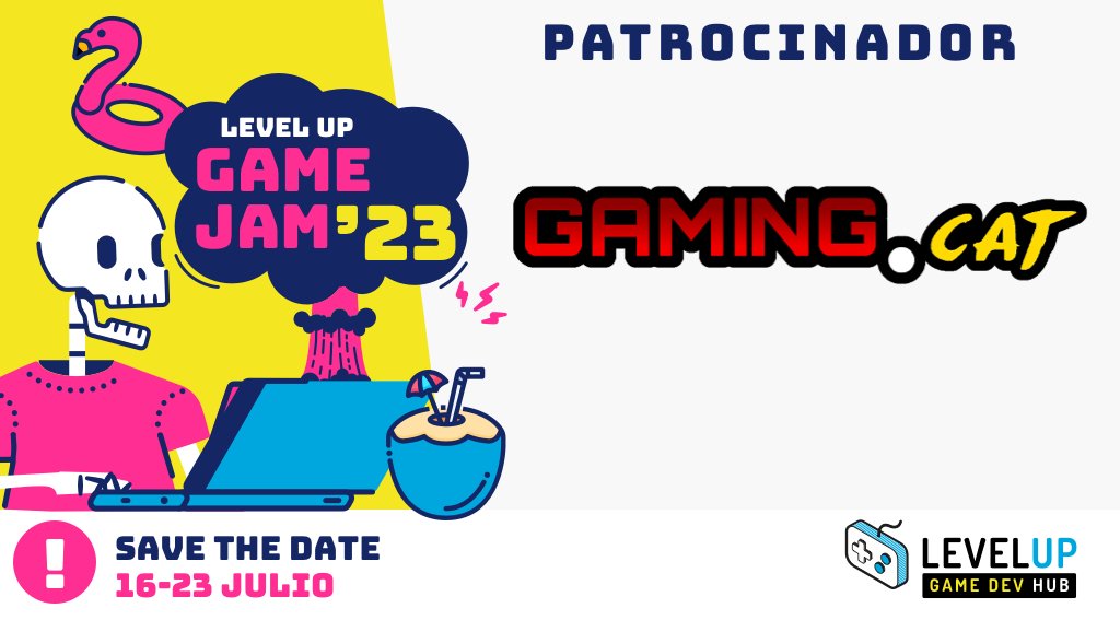 📣 <a href="/gaming_catala/">Gaming.cat</a> són també uns viciosos i patrocinen la #levelup_gamejam 2023
🏆El seu premi consistirà en streamejar al seu canal els videojocs guanyadors!
🔗+Info en bit.ly/3JEOoPJ

Apuntat a la #gamejam i descobreix la nostra comunitat #gamedev !
📅16 al 23 juliol