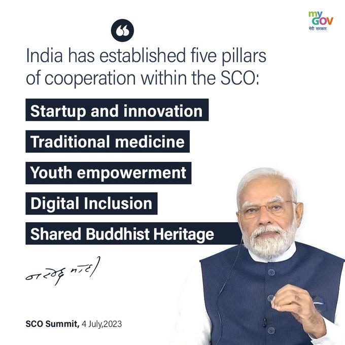 zahidpatka's tweet image. #SCOSummit2023
India leading in spirituality, technology and economy, says PM @narendramodi Ji
India has established 5 pillars of cooperation
Startup&amp;amp; Innovation;Traditional Medicine; Youth Empowerment; Digital Inclusion&amp;amp; Shared Buddhist Heritage
timesofindia.indiatimes.com/india/india-le…
@PMOIndia