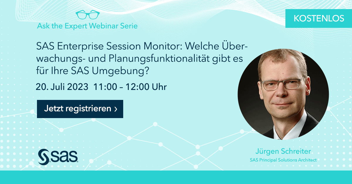 KHWEIGL's tweet photo. Welche Überwachungs- und Planungsfunktionalität gibt es für Ihre SAS Umgebung?
SAS Enterprise Session Monitor und seine Mehrwerte gegenüber anderen Monitoring-Werkzeugen.

#Webinar: 20. Juli, 11:00 Uhr 
#Analytics #SASusers #DataScience 

https://t.co/oaGIOFWxTx https://t.co/GzHhXubJoJ