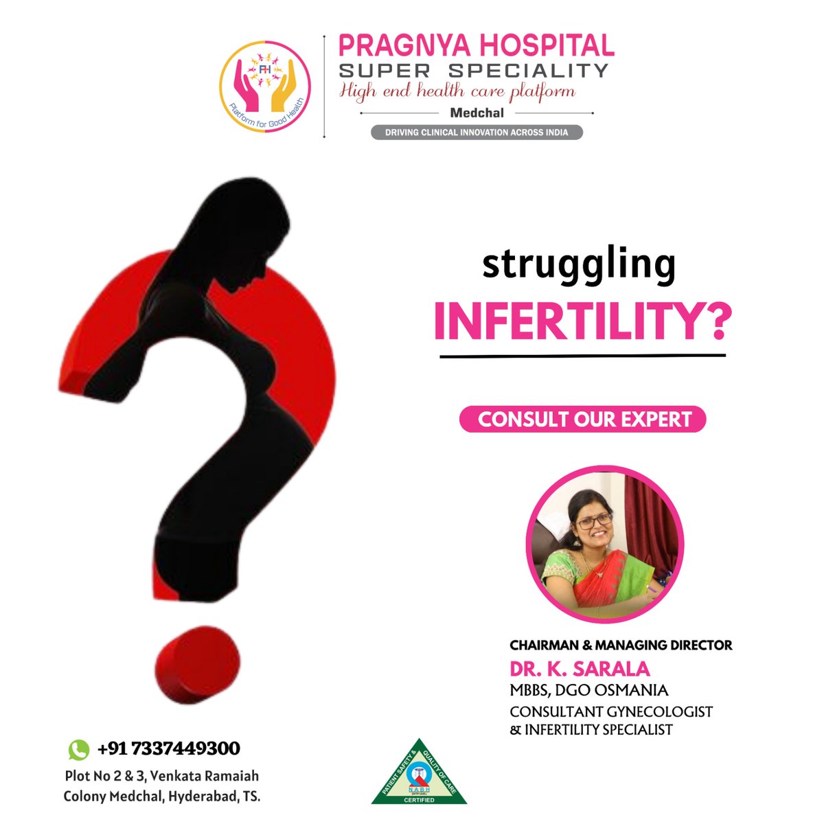 Welcome to Pragnya Hospital, a leading fertility hospital dedicated to helping couples achieve their dream of parenthood. 
#pragnyasuperspecialityhospital #bestsuperspecialtyhospital #FertilityHospital #Parenthood #ExpertiseAndExperience #AdvancedDiagnosticTechniques #Holistic