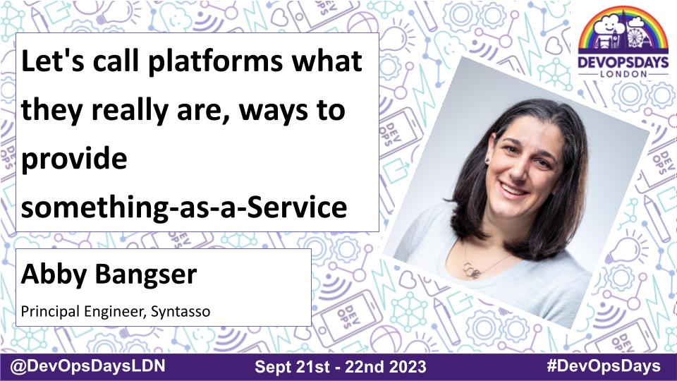 🤔 Just what is platform engineering? 💡@a_bangser from @syntasso will examine the outcomes promised by platforms, take a deep dive into the 'as-a-Service' pattern & 'Platform as a Product'. 📅Join us on 21-22 Sept at QEII Centre, London 🎟️ ti.to/devopsdays-lon… #DevOps