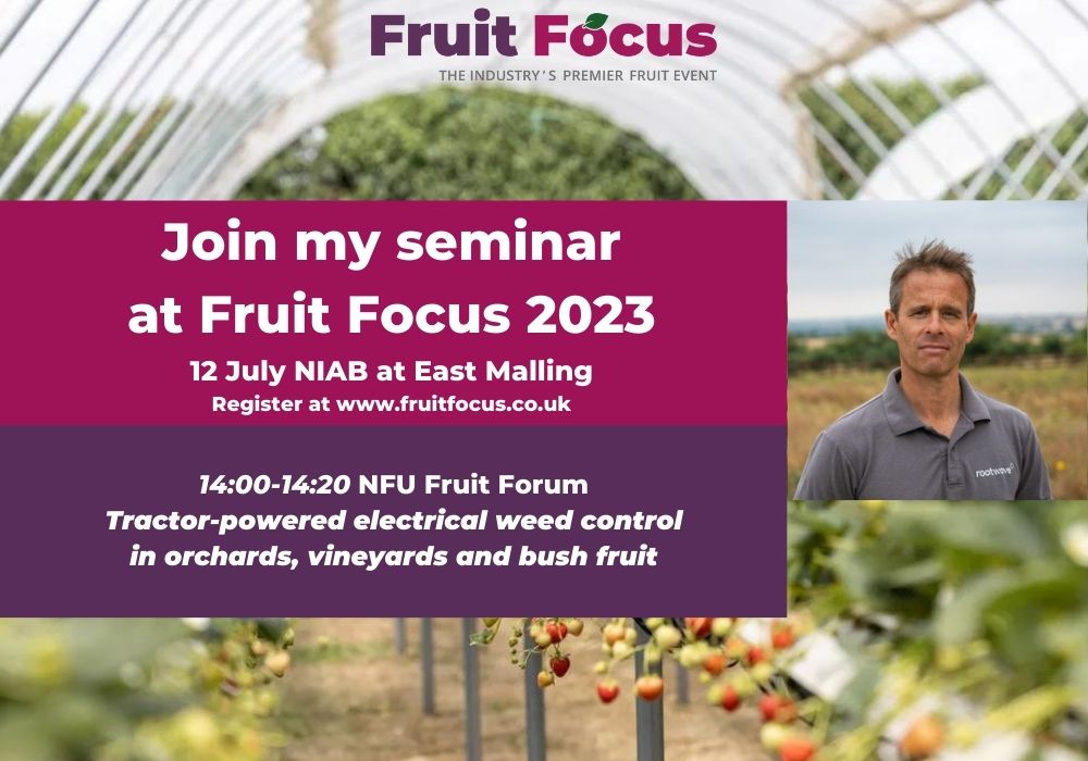 Very excited to learn about this new tech!  Join to learn about electrical weed control.  fruitfocus.co.uk
